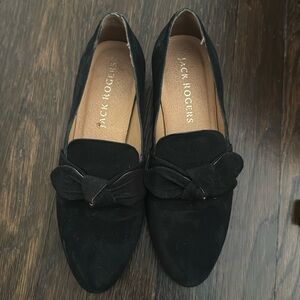 Jack Rogers black bow loafer